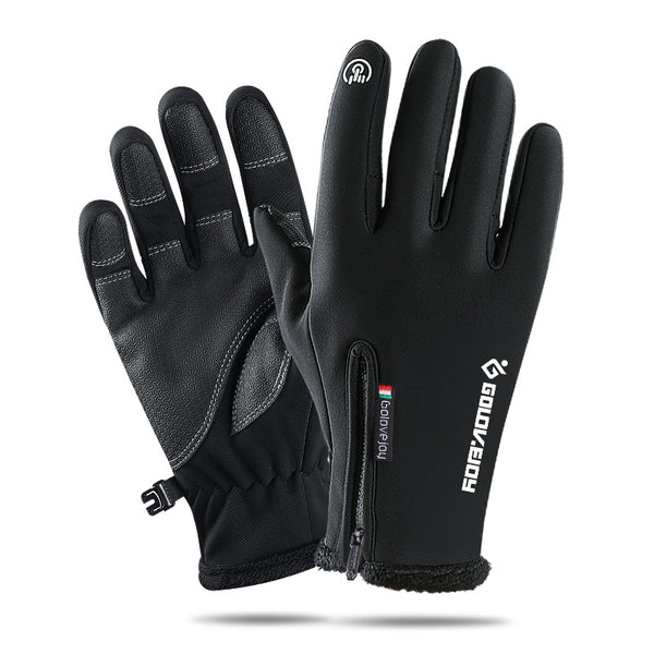 Guantes de Invierno para Ciclismo Táctil con Forro de Terciopelo y Cierre