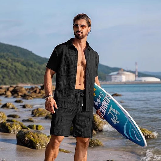 Conjunto Deportivo Casual de Punto: Playera y Shorts