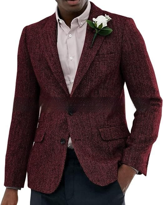 Blazer de Lana Espiga Marrón y Gris para Hombre - Image 12