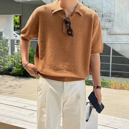 Polo Tejido Retro Clásico de Manga Corta para Hombre - Image 2