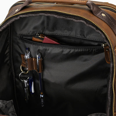Mochila de Cuero Retro para Hombre - Gran Capacidad y Múltiples Bolsillos - Image 24