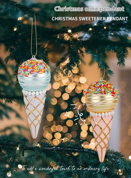 Adorno Navideño de Árbol Helado con Colgante de Vidrio - Image 7