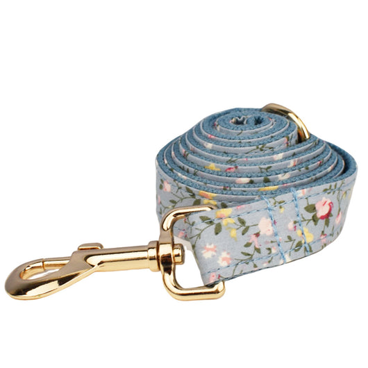 Collar Floral Azul de Algodón Poliéster para Mascotas - Image 3
