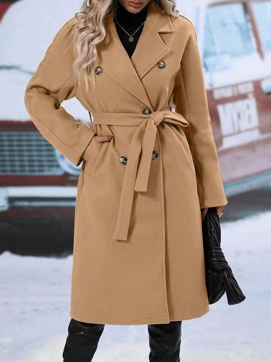 Abrigo Trench Largo Doble Botonadura con Cinturón - Elegancia Invernal para Mujer - Image 7