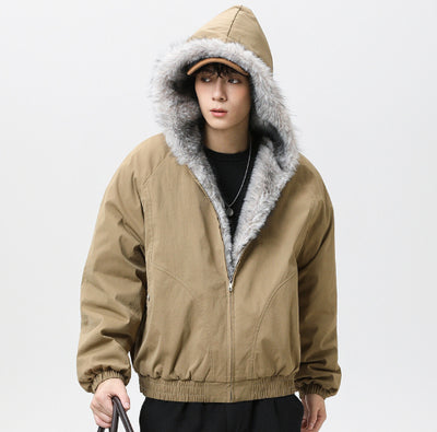 Chaqueta Acolchada de Algodón con Cuello de Forro Polar Retro para Hombre - Image 15