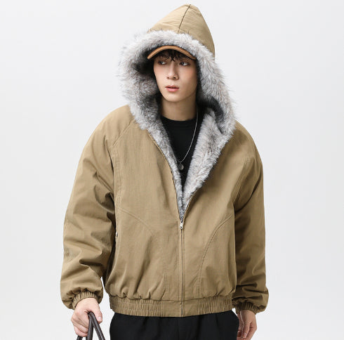 Chaqueta Acolchada de Algodón con Cuello de Forro Polar Retro para Hombre - Image 15