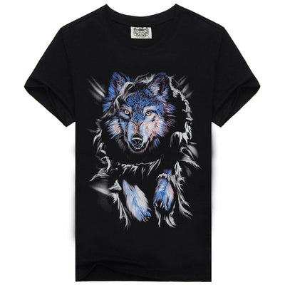 Playera Azul Lobo de Manga Corta