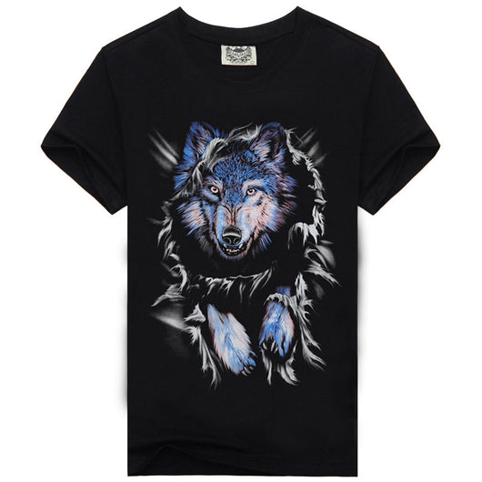 Playera Azul Lobo de Manga Corta