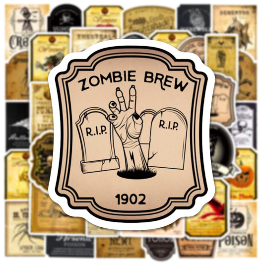 50 Botellas Vintage Halloween con Stickers de Graffiti - Image 3
