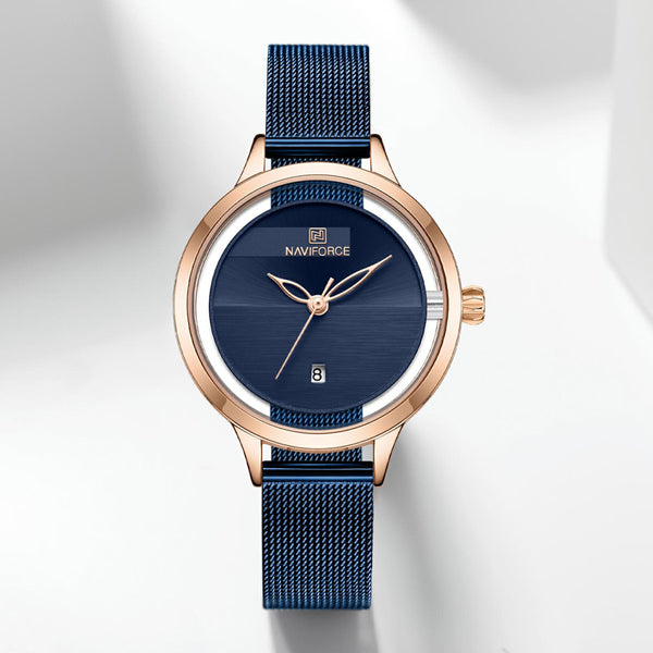 Reloj de Pulsera Mujer Malla Metálica con Calendario