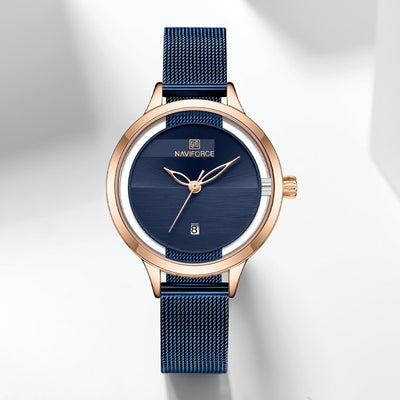 Reloj de Pulsera Mujer Malla Metálica con Calendario