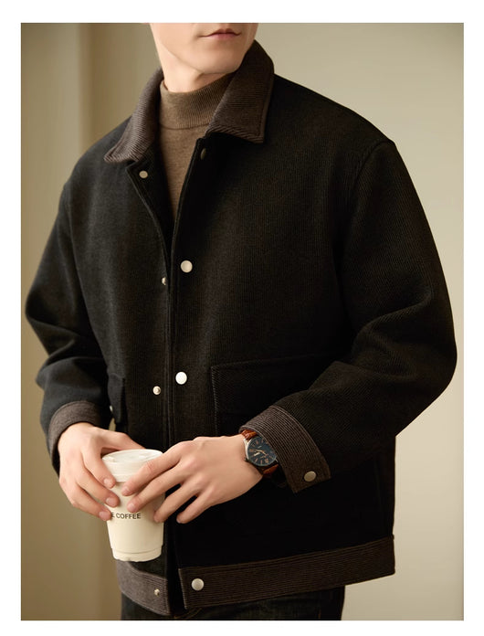 Abrigo de Solapas Cortas para Hombre - Otoño e Invierno - Image 3