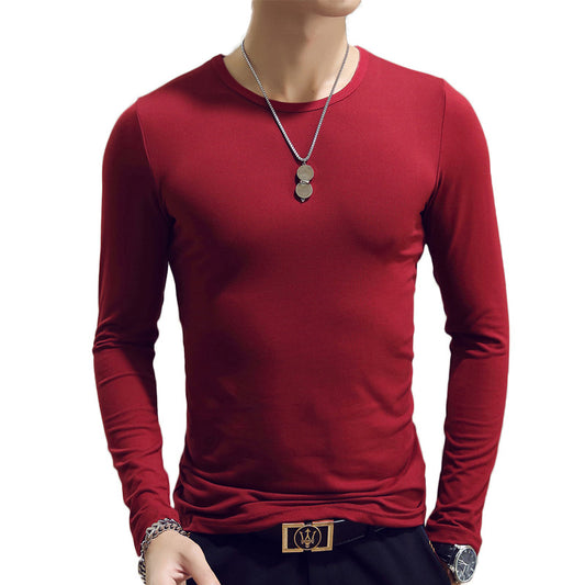 Suéter Cuello Redondo Ajustado Liso para Hombre - Image 2