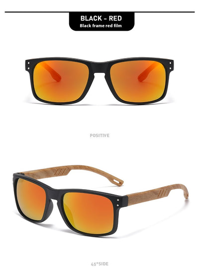 Gafas de Sol Cuadradas Retro con Pata de Madera y Lente Degradado para Hombre - Image 15