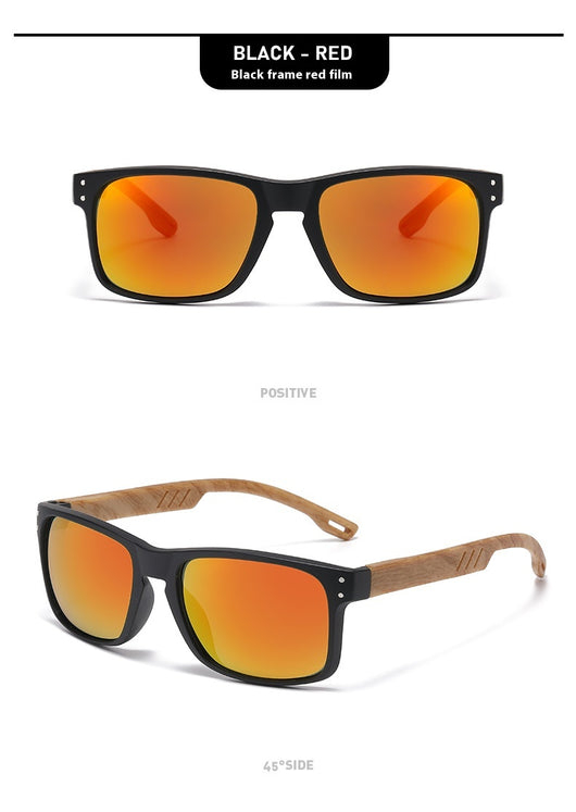 Gafas de Sol Cuadradas Retro con Pata de Madera y Lente Degradado para Hombre - Image 15