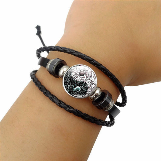 Pulsera Taoísta Yin Yang Trenzada Multicapa - Joyería Vintage Unisex - Image 4