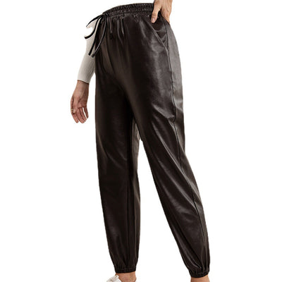 Pantalones de Cuero PU para Mujer con Cintura Elástica Versátil - Image 6