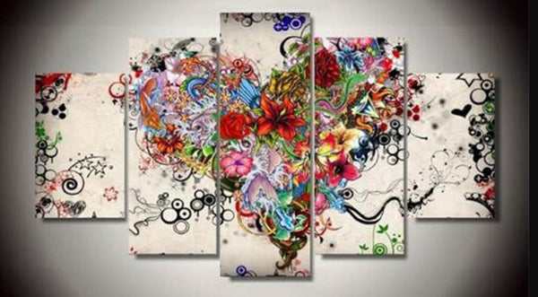 Pintura de Diamantes XXL - Corazón Floral Multicolor