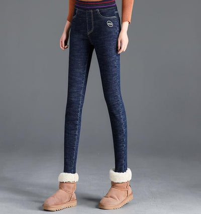 Pantalones Jeans Cálidos con Forro Polar y Cintura Elástica - Image 9