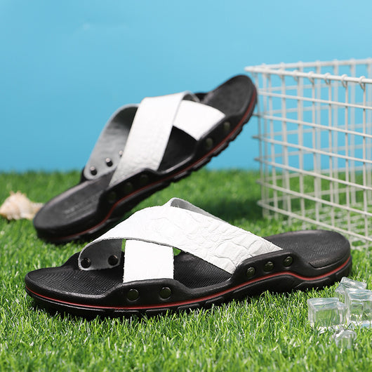 Sandalias de Playa para Hombre en Cuero Vacuno con Diseño Calado Transpirable - Image 12