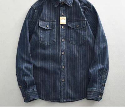 Camisa Denim a Rayas para Hombre - Estilo Ejecutivo - Image 10