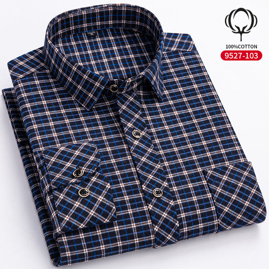 Camisa de Cuadros Suelta en Algodón para Hombre de Manga Larga - Image 8