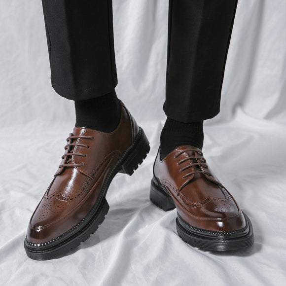 Zapatos de Cuero Puntiagudos Estilo Coreano Casual Formal Británico
