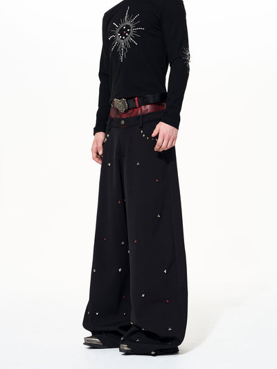 Conjunto Chaqueta y Pantalón Efecto Cuero Negro con Tachuelas - Image 10
