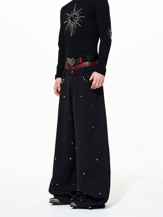 Conjunto Chaqueta y Pantalón Efecto Cuero Negro con Tachuelas - Image 10