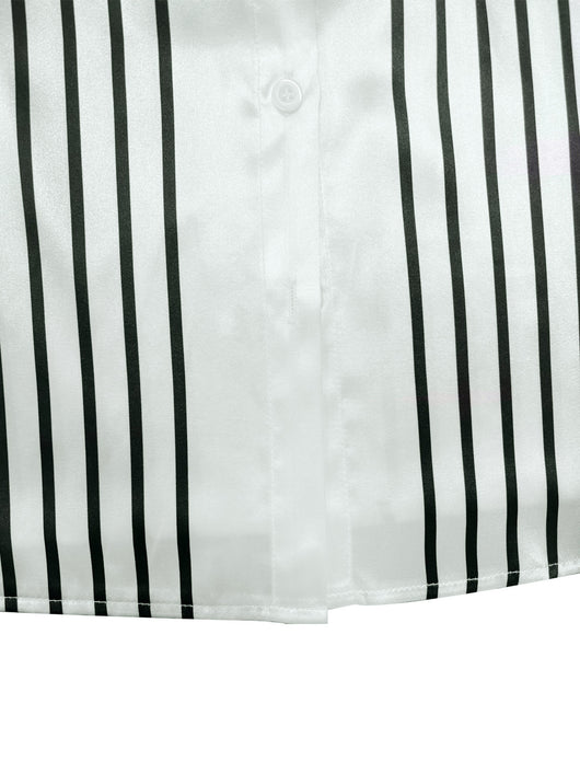 Blusa Rayada Estampada con Contraste de Colores y Botones Simples - Image 16