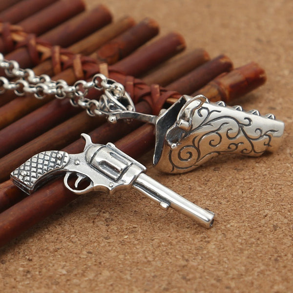Colgante de Plata Tailandesa Estilo Punk Dominante con Pistola