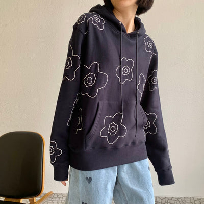Sudadera con Capucha Bordado Floral para Parejas - Image 4