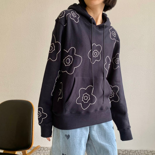 Sudadera con Capucha Bordado Floral para Parejas - Image 4