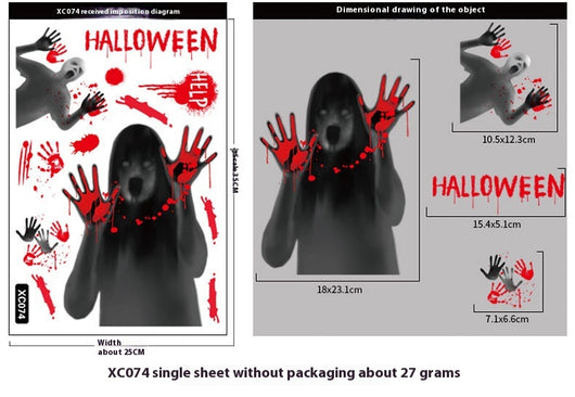 Adhesivos Electrostáticos para Vidriera Halloween - Fantasma y Calavera - Image 11