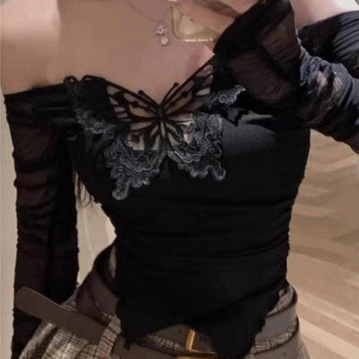 Blusa Femenina con Bordado de Mariposas