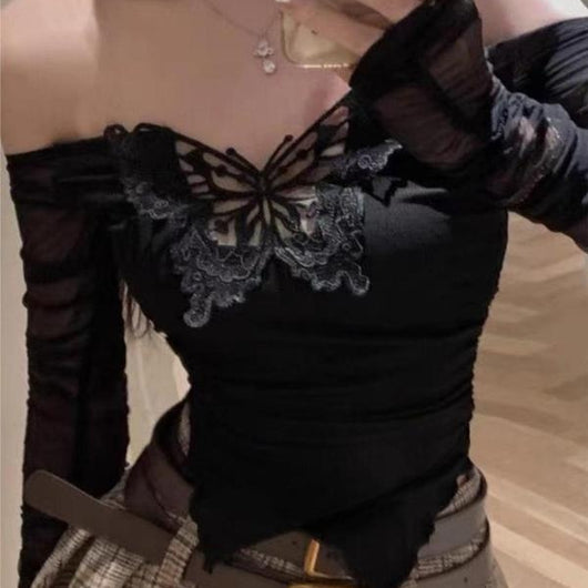 Blusa Femenina con Bordado de Mariposas