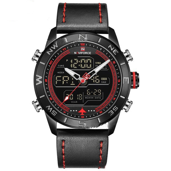 Reloj Deportivo Militar NAVIFORCE 9144 - Analógico Digital Dorado con Correa de Cuero - Image 6