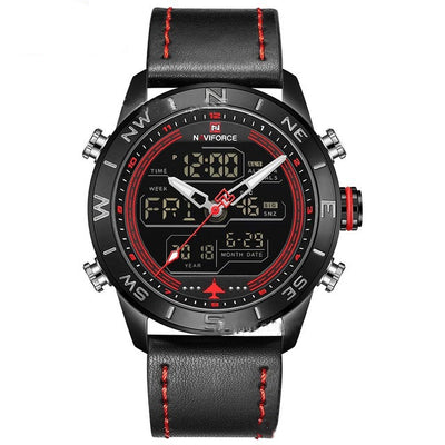 Reloj Deportivo Militar NAVIFORCE 9144 - Analógico Digital Dorado con Correa de Cuero - Image 6