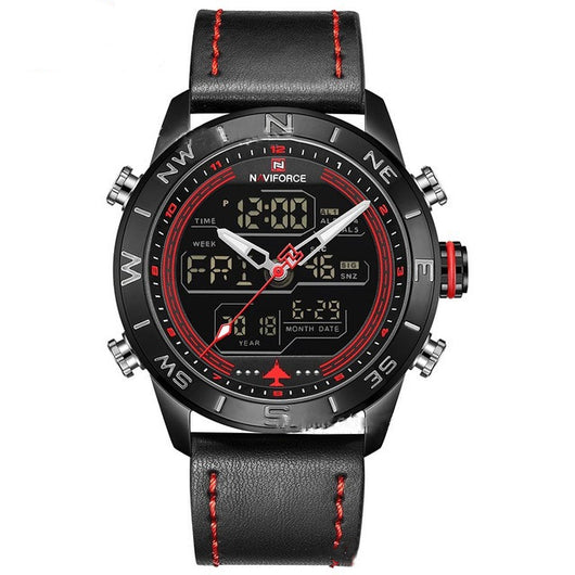 Reloj Deportivo Militar NAVIFORCE 9144 - Analógico Digital Dorado con Correa de Cuero - Image 6