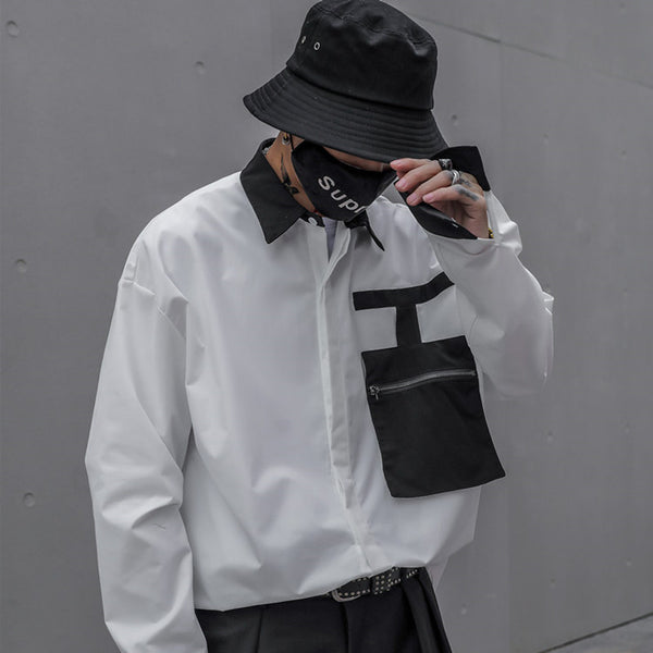 Camisa Blanca Oversized Manga Larga Estilo Coreano
