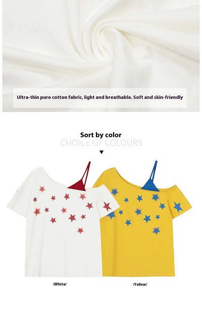 Playera Estrellas con Hombro Descubierto para Mujer - Image 13