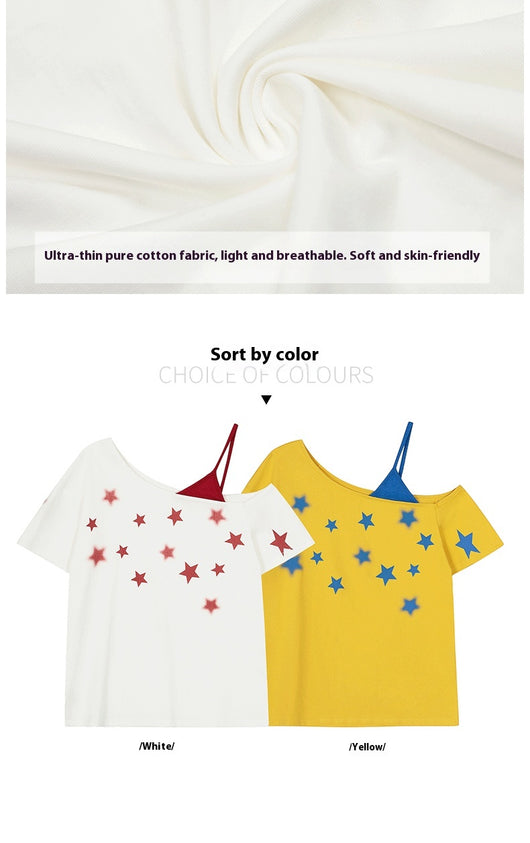 Playera Estrellas con Hombro Descubierto para Mujer - Image 13
