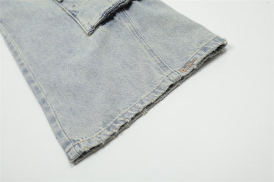 Overol Denim Claro para Hombre con Múltiples Bolsillos y Corte Recto Ancho - Image 19