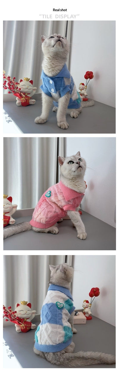 Cardigan con Cuello Polo a Cuadros para Mascotas Pequeñas y Medianas - Image 11