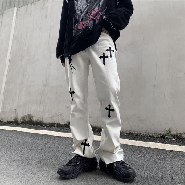 Jeans Rectos Holgados con Detalle Cruzado - Estilo Casual Moderno