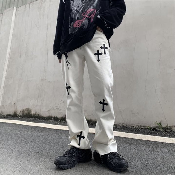 Jeans Rectos Holgados con Detalle Cruzado - Estilo Casual Moderno