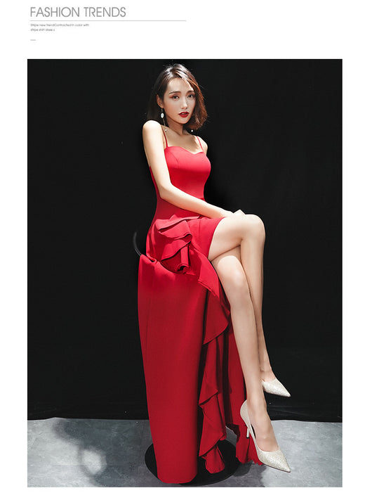 Vestido de Noche Rojo Ajustado con Tirante - Elegancia para Bodas y Eventos - Image 4
