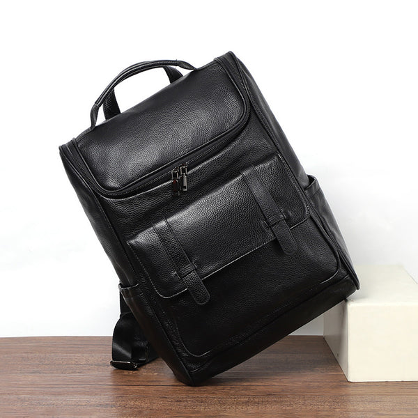 Mochila de Cuero Genuino Gran Capacidad Premium