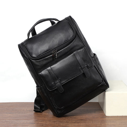 Mochila de Cuero Genuino Gran Capacidad Premium