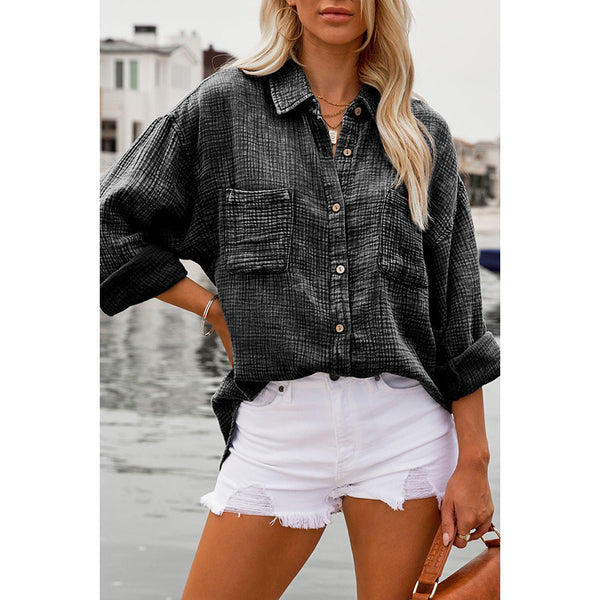 Blusa Suelta de Moda para Mujer - Abotonadura Simple